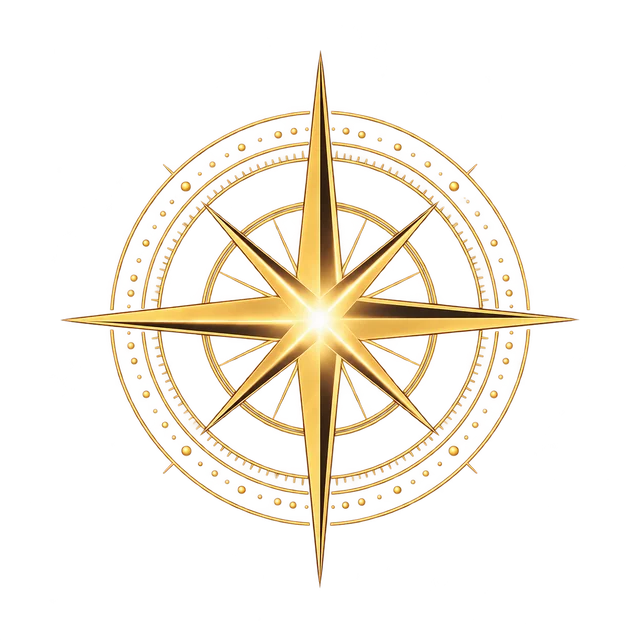 Goldener Kompass, das Signet von Gesundheitsarchitektur.